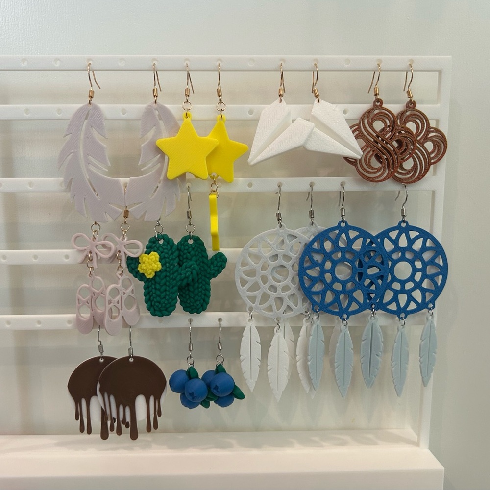 3D printed Colorful Assorted Earrings Set